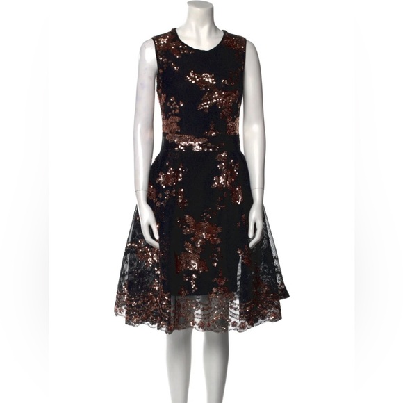 Maje black & rose gold sequin fit & flare midi dress - Small - Picture 5 of 7